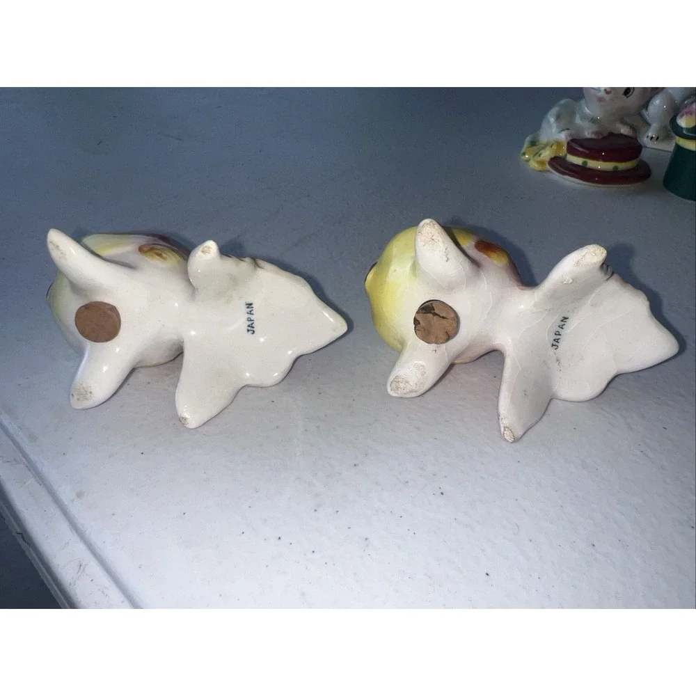 Vintage Mid Century Anthropomorphic Fish Shakers Japan Pink Yellow